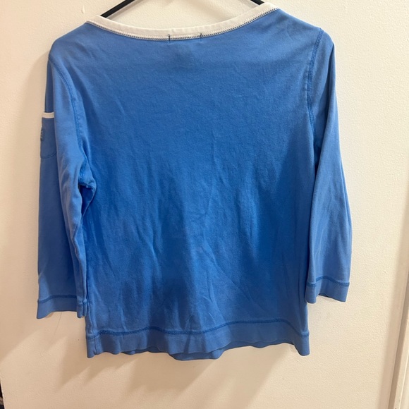 Lauren Ralph Lauren Shirt Womens Large Blue White Top Casual 3/4 Sleeve Ladies - Picture 3 of 3